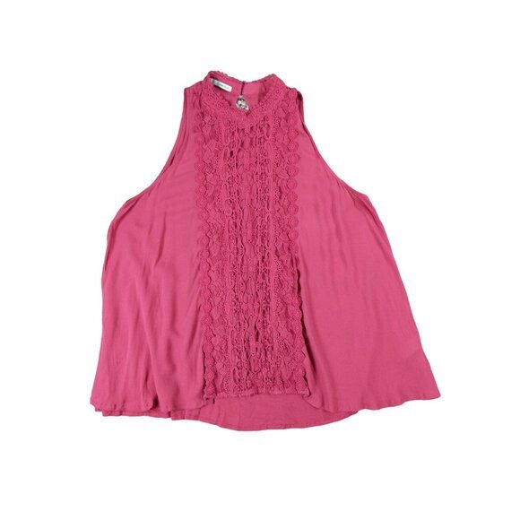 MAURICES Sleeveless Top Womens SZ XL Crochet Trim Raspberry Lagen Coquette Fairy - Picture 1 of 9